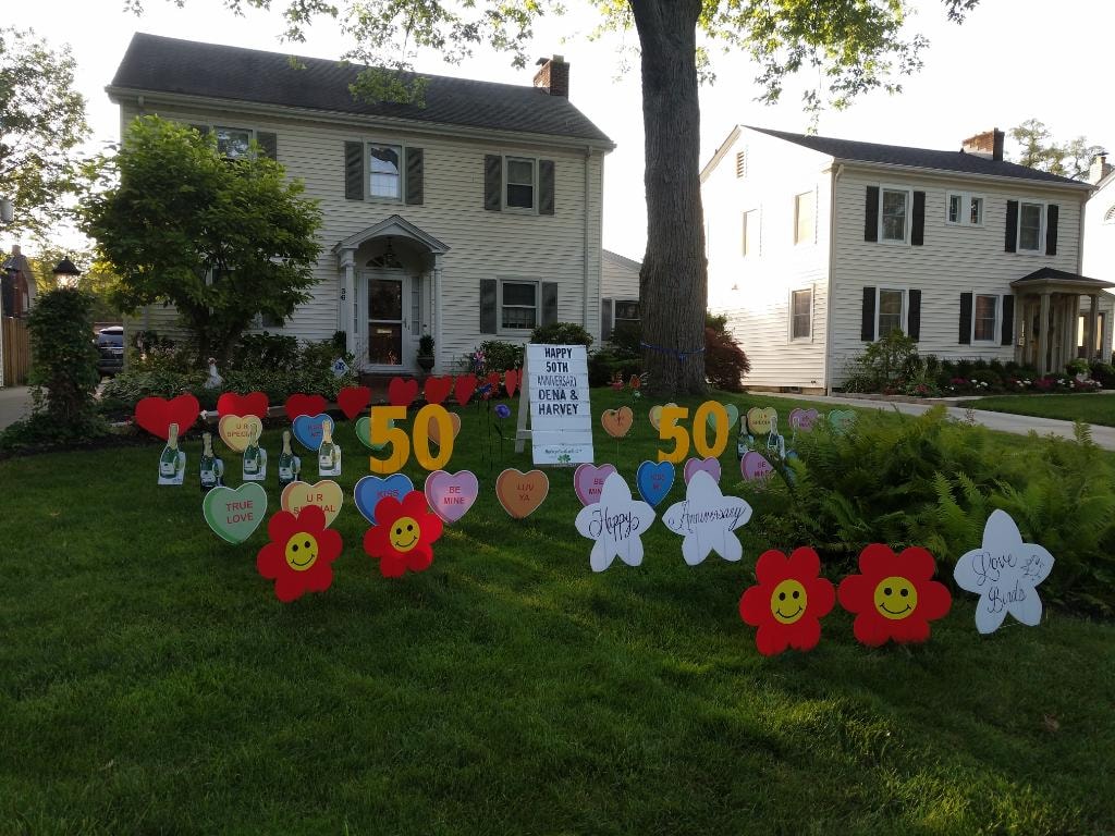 Road sign 50th birthday yard display