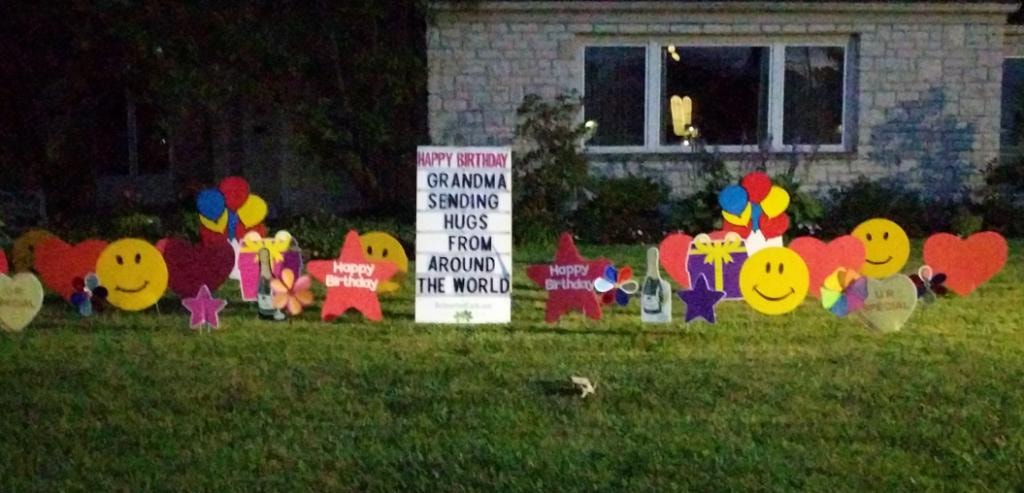 Colorful birthday yard sign for Grandma's celebration
